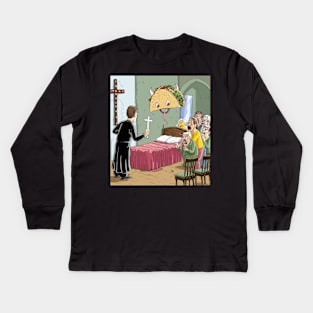 AI generated taco exorcism in church Kids Long Sleeve T-Shirt